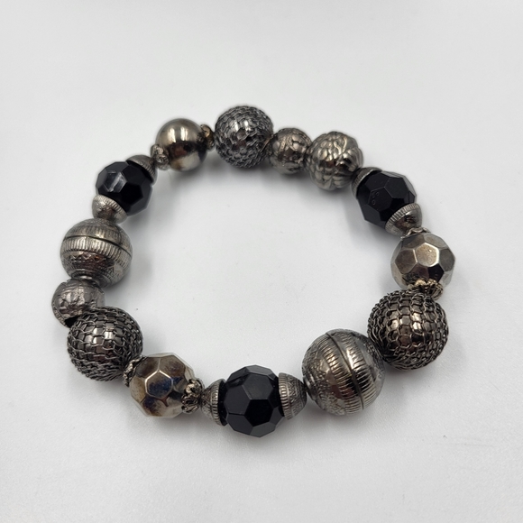 Black Beads & Sparkle Stretch Bracelet Bundle - 5 Unique Pieces - Picture 8 of 9